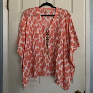 MICHAEL Michael Kors Women's Short-Sleeve Chain Lace-up Tunic Kimono Blouse S/M